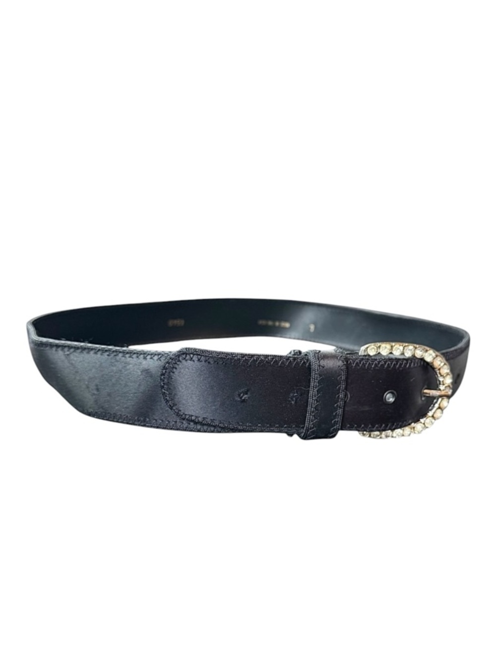 4/$24 Black Satin with Silver Embellished Rhinestone Buckle‎ Belt
